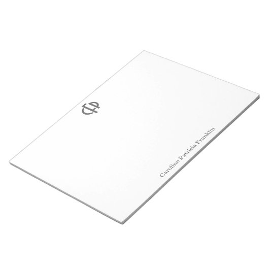 Stilvolle, moderne Schwarz Geometrische Monogramm- Notizblock (angewinkelt)