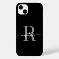 Stilvolle, moderne Schwarz-Gray-Script Monogram, i