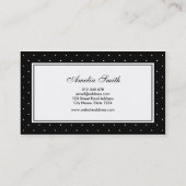 Stilvolle moderne Schwarz & Weiß Polka Dot Red Rib Visitenkarte (Rückseite)