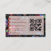 Stilvolle moderne schwarze Opal-Profi-QR-Code Visitenkarte (Rückseite)