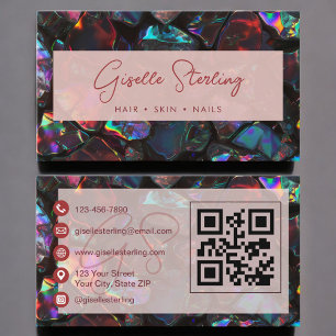 Stilvolle moderne schwarze Opal-Profi-QR-Code Visitenkarte