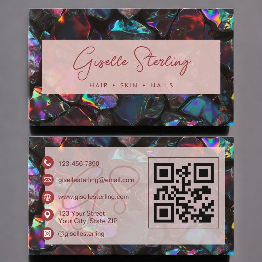 Stilvolle moderne schwarze Opal-Profi-QR-Code Visitenkarte