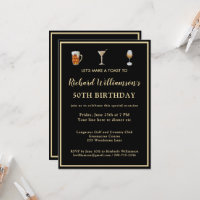 Stilvolle moderne schwarze und goldene 50. Geburts