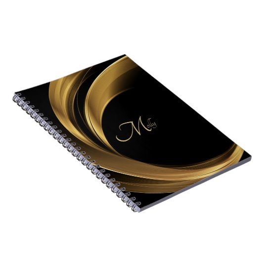 Stilvolle moderne schwarze und goldene Monogramm-S Notizblock (Rechte Seite)