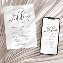 Stilvolle, moderne Script Black and White Wedding