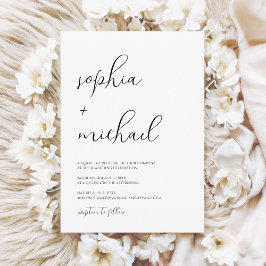 Stilvolle, moderne Script Black and White Wedding Einladung