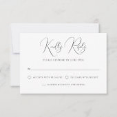 Stilvolle, moderne Script Black and White Wedding RSVP Karte (Vorderseite)