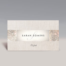 Stilvolle, moderne Silver Sequin Monogram Beauty Visitenkarte