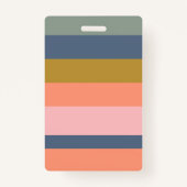 Stilvolle moderne Streifen Hübsch Earthy Name Foto Ausweis (Rückseite)