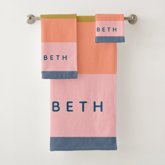 Stilvolle moderne Streifen Hübsche Erdtöne nach Ma Badhandtuch Set (Insitu)