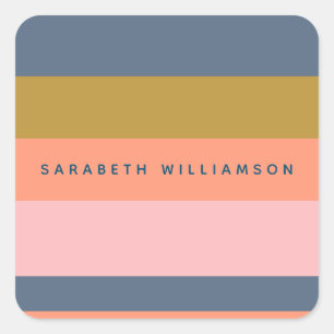 Stilvolle moderne Streifen Hübsche Erdtöne nach Ma Quadratischer Aufkleber