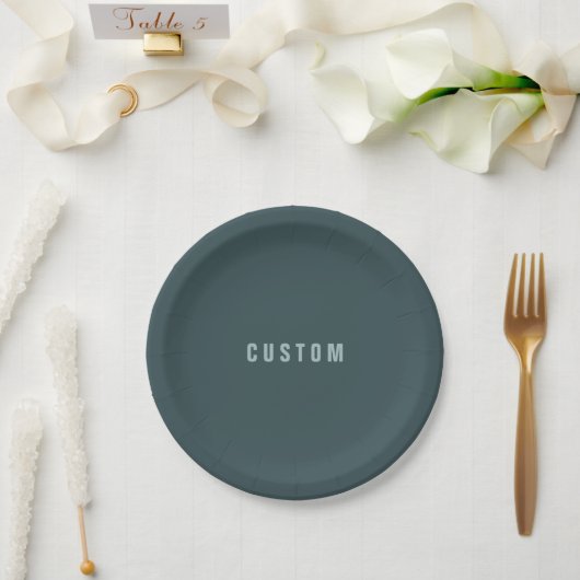 Stilvolle moderne Suchbegriffe | Blue Gray Pappteller (Hochzeit)