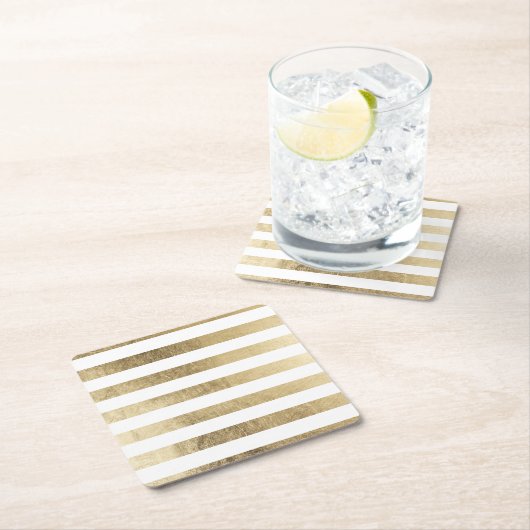 Stilvolle moderne trendy Imitatgoldfolienstreifen Rechteckiger Pappuntersetzer (Vor Ort)