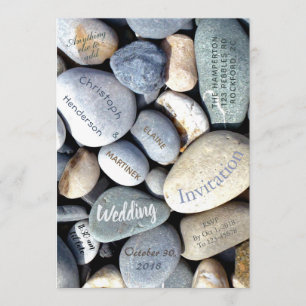 Stilvolle moderne, ungewöhnliche Kies-Natur Hochze Einladung