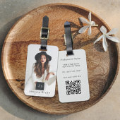 Stilvolle moderne Unternehmer Monogram Foto QR Cod Gepäckanhänger