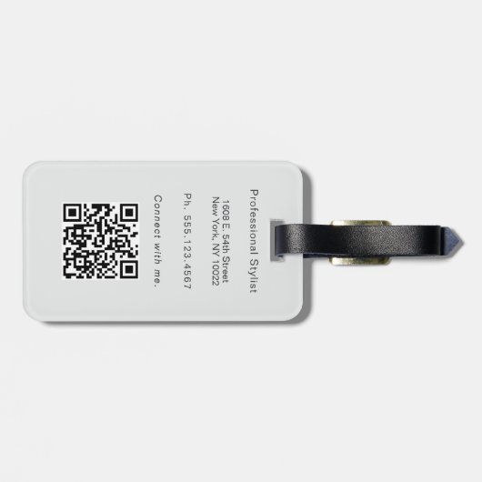 Stilvolle moderne Unternehmer Monogram Foto QR Cod Gepäckanhänger (Rückseite horizontal)