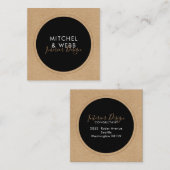 Stilvolle moderne Unterschrift Rustic Kraft Quadratische Visitenkarte (Vorne/Hinten)