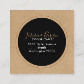 Stilvolle moderne Unterschrift Rustic Kraft Quadratische Visitenkarte (Rückseite)