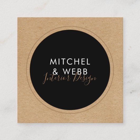 Stilvolle moderne Unterschrift Rustic Kraft Quadratische Visitenkarte (Vorderseite)