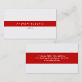 Stilvolle, moderne White Red Clean Business Card Visitenkarte (Vorne/Hinten)