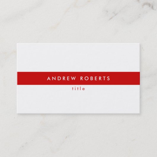 Stilvolle, moderne White Red Clean Business Card Visitenkarte (Vorderseite)