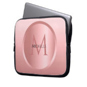 Stilvolle modische Rose Gold Template Monogram Laptopschutzhülle (Vorderseite Links)