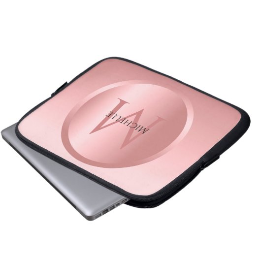 Stilvolle modische Rose Gold Template Monogram Laptopschutzhülle (Vorne Knopf)