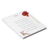 Stilvolle Mongram Red Poppy Notes Notizblock (angewinkelt)
