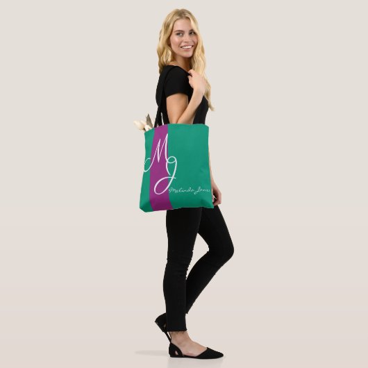 Stilvolle Mongram Text Design Shopping Bag Tasche (Am Model)