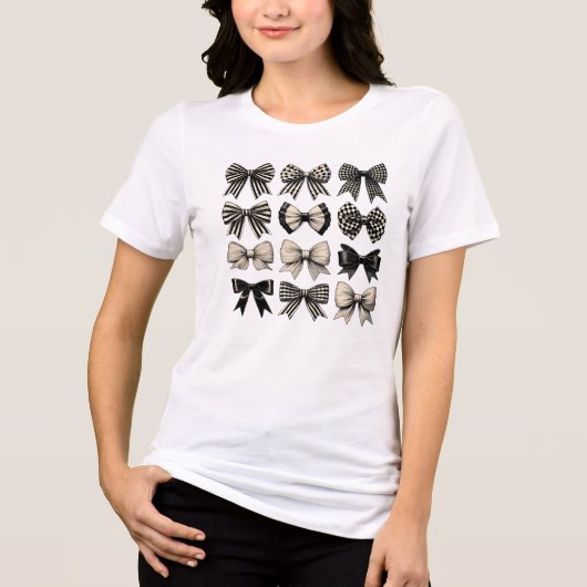 Stilvolle Monochrome Bows - Art des Fashion Grid P Tri-Blend Shirt (Vorderseite)