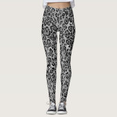 Stilvolle monochrome Grauleopard-Druckmuster Leggings (Vorderseite)
