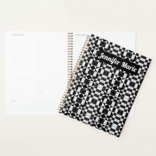 Stilvolle, monochrome, karierte Blumendreiecke Planer