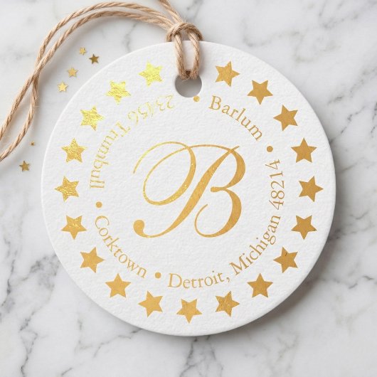 Stilvolle Monogram-Adressstars Geschenkanhänger