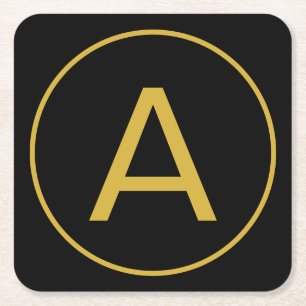 Stilvolle Monogram Anfangsbuchstabe Gold Farbe Sch Rechteckiger Pappuntersetzer