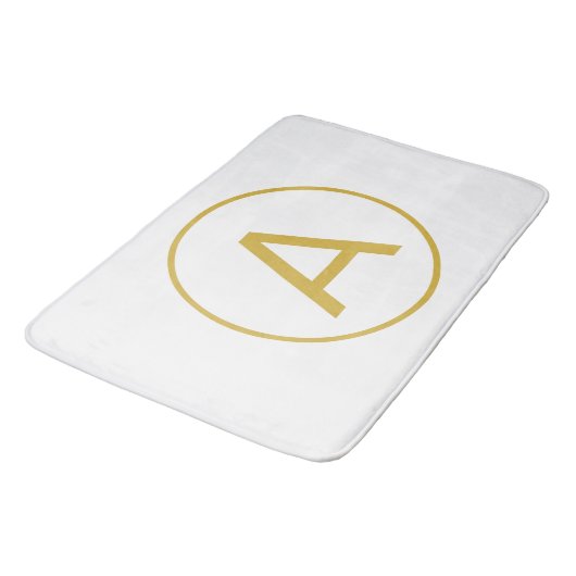 Stilvolle Monogram Anfangsbuchstabe Gold Farbe Wei Badematte (Schrägansicht)