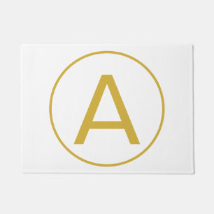 Stilvolle Monogram Anfangsbuchstabe Gold Farbe Wei Fußmatte