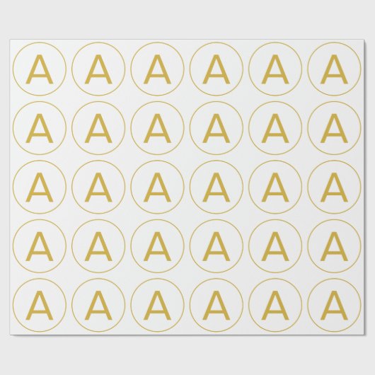 Stilvolle Monogram Anfangsbuchstabe Gold Farbe Wei Geschenkpapier (Flach)