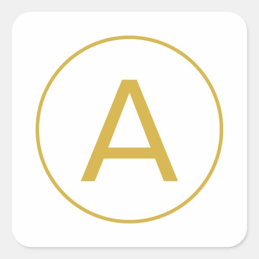 Stilvolle Monogram Anfangsbuchstabe Gold Farbe Wei Quadratischer Aufkleber (Vorderseite)