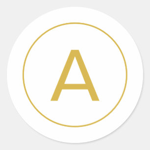 Stilvolle Monogram Anfangsbuchstabe Gold Farbe Wei Runder Aufkleber
