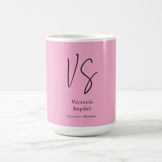 Stilvolle Monogram Beruflich Light Pink Kaffeetasse (Mittel)