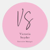 Stilvolle Monogram Beruflich Light Pink Runder Aufkleber (Vorderseite)