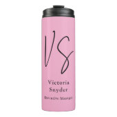 Stilvolle Monogram Beruflich Light Pink Thermosbecher (Vorderseite)
