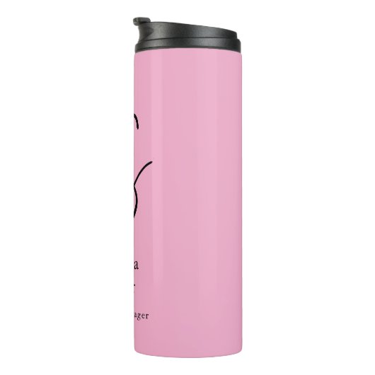 Stilvolle Monogram Beruflich Light Pink Thermosbecher (Nach rechts gedreht)