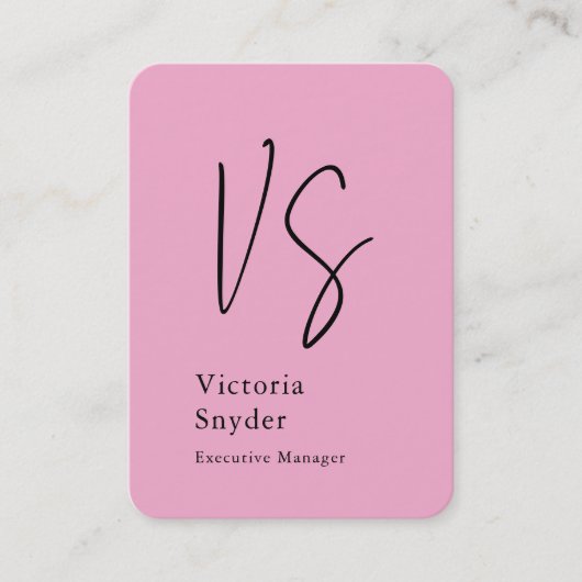 Stilvolle Monogram Beruflich Light Pink Visitenkarte (Vorderseite)