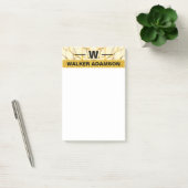 Stilvolle Monogram Black Gold Name, Minimal Elegan Post-it Klebezettel (Büro)