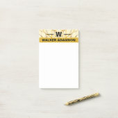 Stilvolle Monogram Black Gold Name, Minimal Elegan Post-it Klebezettel (Auf Schreibtisch)