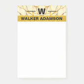 Stilvolle Monogram Black Gold Name, Minimal Elegan Post-it Klebezettel (Vorderseite)