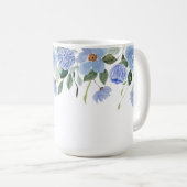 Stilvolle Monogram Blue Blumenrinde Kaffeetasse (VorderseiteRechts)