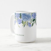 Stilvolle Monogram Blue Blumenrinde Kaffeetasse (Vorderseite Links)