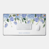 Stilvolle Monogram Blue Blumenrinde Schreibtischunterlage (Tastatur & Maus)